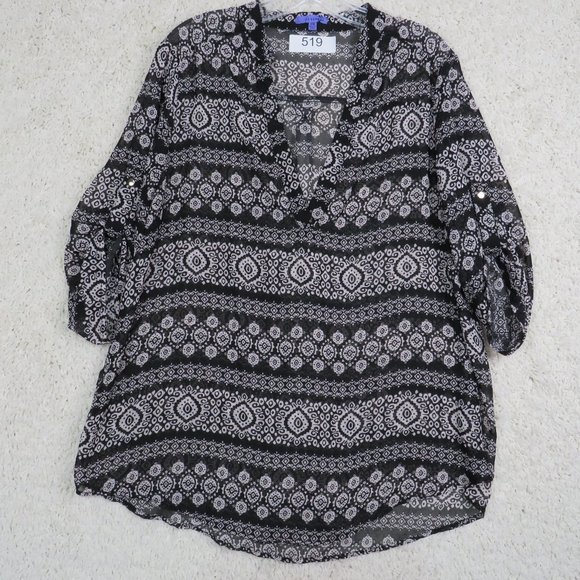 Bluebell* Women's 3/4 Sleeve High/Low Curved Hem V-Neck Blouse Size ~ 2XL‎ - Picture 3 of 11